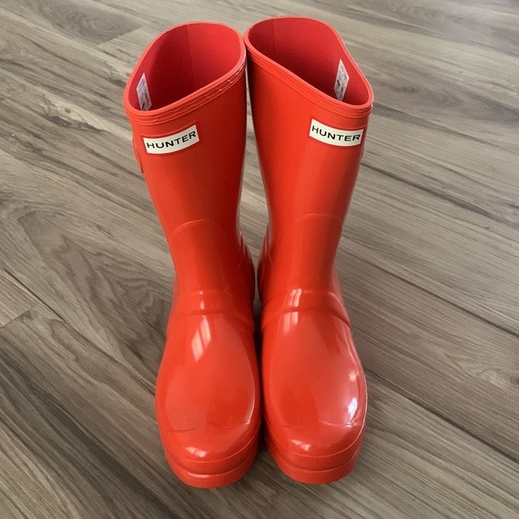 NWB hunter original short gloss orange rain boots - Picture 4 of 8
